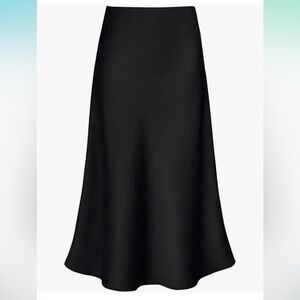 EUC • Elegant Black Midi  Satin Skirt • Size M